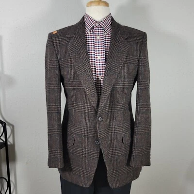 VTG Farah Men's Tweed Sport Coat Blazer Two Button Brown Plaid Wool Size 40R - Image 1 of 4