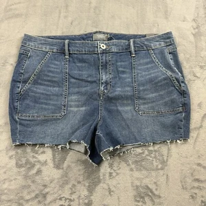 Torrid Womens Denim Shorts Size 20 Stretch Raw Hem 3" Plus Size High Rise NEW - Picture 1 of 9