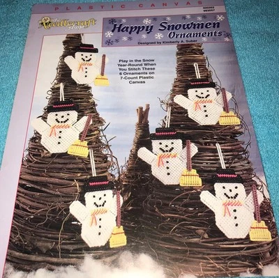 The Needlecraft Shop PLASTIC CANVAS Happy Snowmen Ornaments by Kimberly A Suber - Image 1 of 2