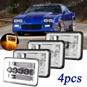 4PCS 4x6" LED Headlights Hi/Lo Halo Fit Chevrolet Camaro Iroc-Z Z28 RS 1982-1992 - Picture 1 of 12