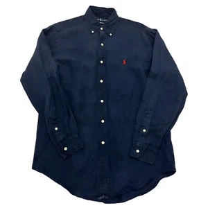 Ralph Lauren Shirt Navy Mens S Classic Fit Long Sleeve 100% Cotton Button Up - Picture 1 of 12