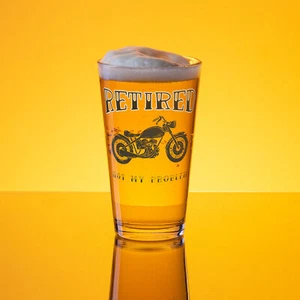 Rentner, nicht mein Problem, Motorradfahrer, Shaker Pint Glas - Bild 1 von 3