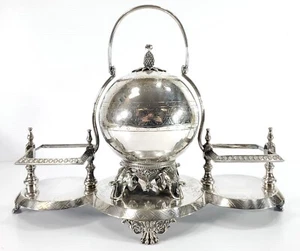 Fancy Antique Silverplate Serving Piece with Elephant Design - Picture 1 of 11