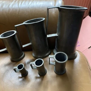 BIN set of 6 antique french pewter measuring jugs fleur De Lis - Picture 1 of 12