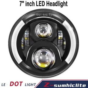 For Jeep Wrangler JK TJ LJ 97-18 7'' Round LED Headlight Halo Turn Signal Hi-Lo - Picture 1 of 8