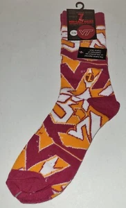 Virginia Tech Socks~Maroon/Orange ~ VT ~Women's size S/M ~ Zoozatz~Mid-Calf~ NWT - Picture 1 of 3
