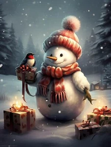 Snowman Sparkle: DIY 5D Diamond Painting Kit for Adults - Full Drill Round Craft - Picture 1 of 4