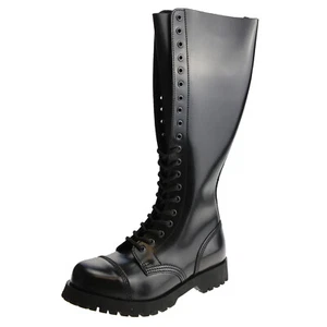 Boots & Braces 20-Loch Unisex Leder Stiefel schwarz mit Stahlkappe Neu - Bild 1 von 8