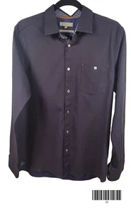 Ted Baker Shirt Men's 4 Navy Non-Iron Classic Fit Pocket Collared Button-Down - Imagen 1 de 4