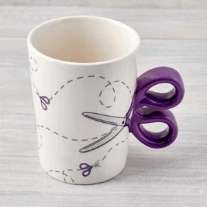 Scissors Handle Novelty Haberdashers Mug Purple Sewing Cup Drink Gift - Picture 1 of 2