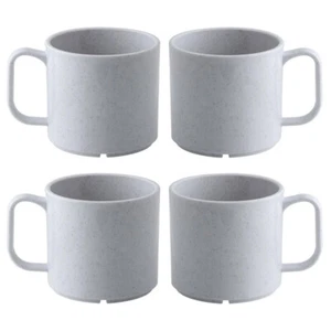 Granite Effect Mug Set Pack of 4 HQ PET Plastic Lightweight Coffee Tea Cup 30cl - Picture 1 of 4