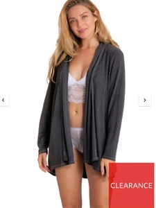 DORINA Melody Ribbed Modal Lounge Cardigan Gown - Grey UK 10 - 12 RRP £26 - Picture 1 of 9