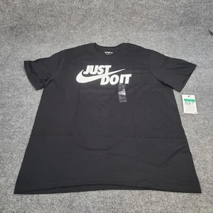 Nike Shirt Mens Extra Large Black White Swoosh Just Do It Sportswear New Tee XL - Picture 1 of 10