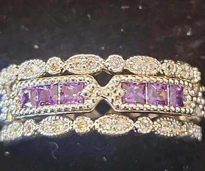 Новый кольцо бомба вечеринки фермерский дом стиль фиолетовый 3шт группы кольцо Sz 10 - Изображение 1 из 4