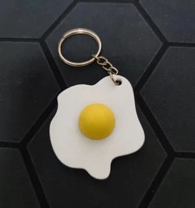 Sunny Side Up Egg Keychain | 3D Printed Cute Breakfast Food Charm for Bags & Key - Picture 1 of 4