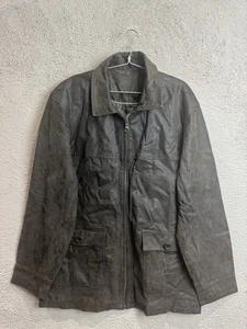 Balmain Paris Real Leather Jacket Mens Large Brown Wax Farmer Vintage Coat - Picture 1 of 9
