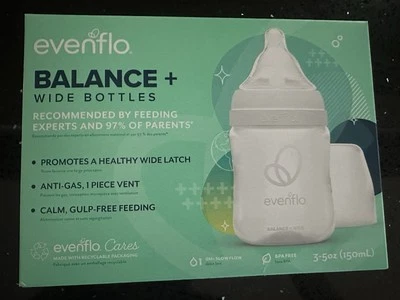 NEW,  Evenflo Balance+ Wide Neck BPA-Free Baby Bottles, 9oz / 3-Pk - Image 1 of 4