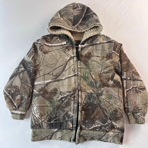 Realtree Youth Camo Sherpa Lined Full Zip Hooded Sweatshirt Size 8 - Picture 1 of 7