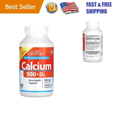 Cálcio confiável 500 mg + suplemento de vitamina D3 - 400 unidades para bem-estar diário - Imagem 1 de 3