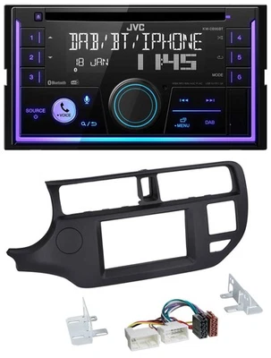 JVC MP3 USB 2DIN DAB Bluetooth CD Autoradio für Kia Rio 11-14 UB schwarz - Bild 1 von 4