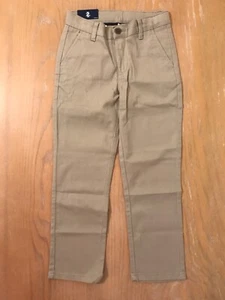 New! Izod Girls Pant Flat Front Stretch Adjustable Waist Easy Care Khaki Size 7 - Picture 1 of 7