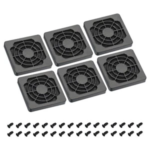 50mm Cooling Fan Filter with Screw, 6 Pack ABS Ventilator Grill Guard, Black - Photo 1/6
