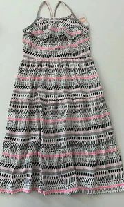 Jumping Beans Girls Tiered Maxi Dress Multi Color Size 7 8 10 Black Pink White - Picture 1 of 2