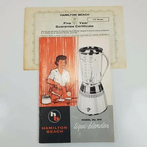 Vintage Hamilton Beach Liqui-Blender 210 Recipe Booklet And Warrantee Card - Picture 1 of 11