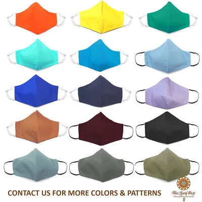 Fabric Face Mask Cotton Reusable Washable Adult Unisex Handmade in USA - Colors - Image 1 of 2
