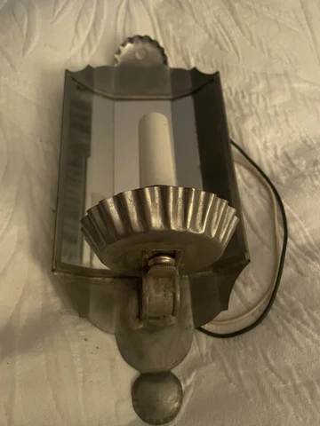 Vintage pewter and mirrored wall sconce . Electrified Cover