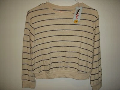 Nuevo Suéter para Niños Cat & Jack Ligero Mezcla Rayón Beige/Gris Brezo Rayas Foto 1 de 3