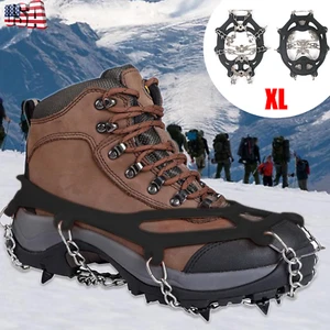 Ice Snow Grips 19 Steel Spikes Crampons Ice Cleats Anti Slip Safe Protect Shoes - Picture 1 of 18