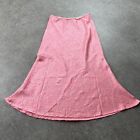 Women?S Urban Gyspy White & Neon Pink Squiggle Pattern Satin Midi Skirt Size S