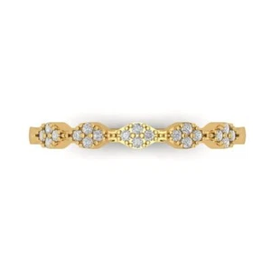 0.1 ctw Zirconia Diamond Wedding Band for Women | 14K Yellow Gold Eternity Ring - Picture 1 of 5