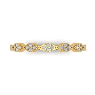 0.1 ctw Zirconia Diamond Wedding Band for Women | 14K Yellow Gold Eternity Ring - Image 1 of 4