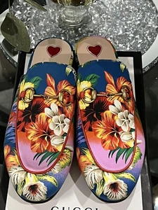 New Gucci 'Princetown' Hawaiian Print Slippers Mule, Size 36 EUR - Picture 1 of 8