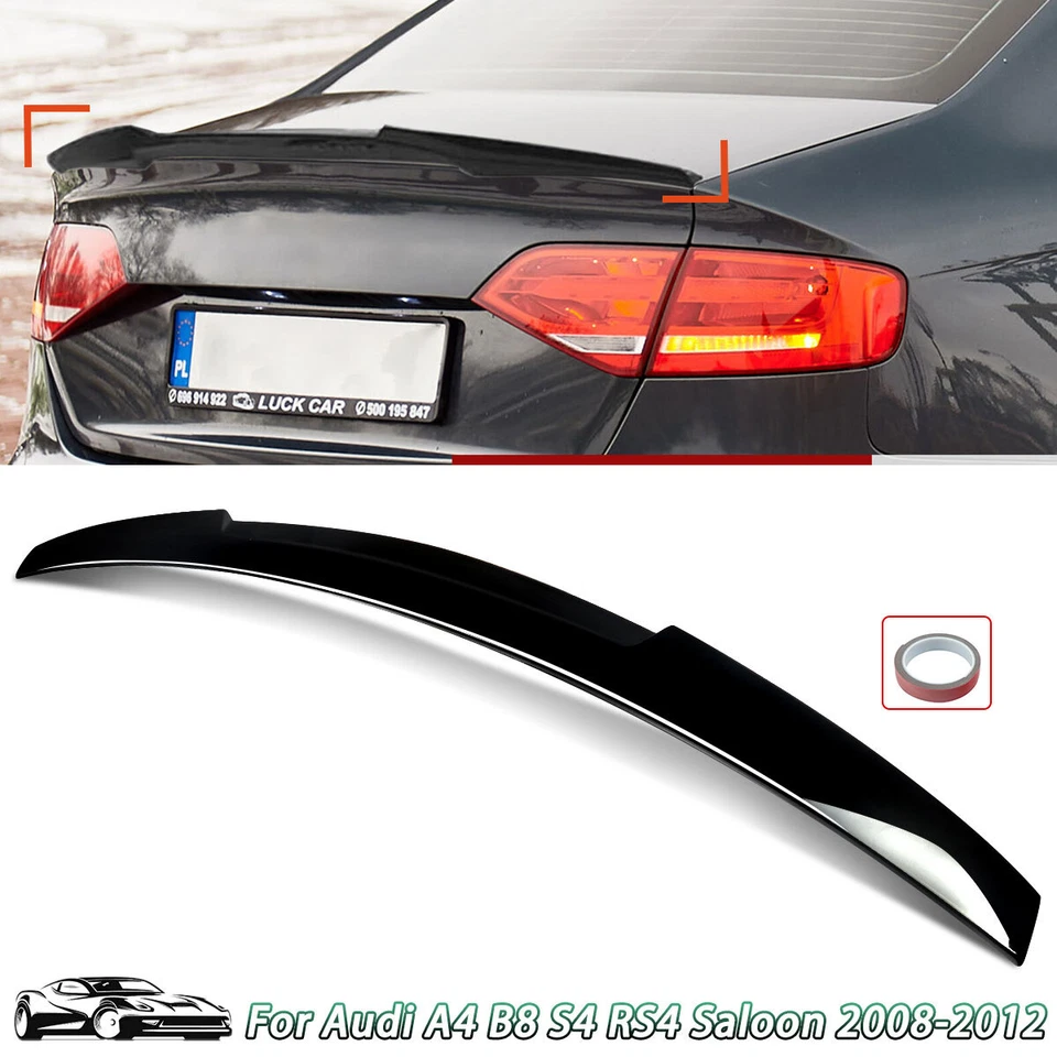 FOR 08-12 AUDI A4 B8 M4 STYLE S4 RS4 DUCKBILL GLOSS BLACK TRUNK SPOILER WING LID Foto 1 de 4