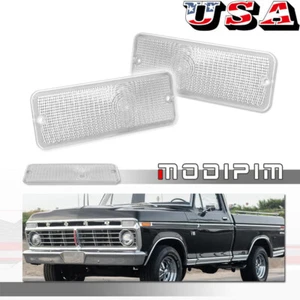 Para 74 75 76 77 FORD F-100 F100 Parrilla delantera Parachoques Luces de giro Lente Transparente - Imagen 1 de 8