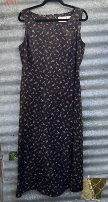 VTG 1990s Y2K Kathie Lee Dark Floral Maxi Dress Whimsigoth Vampy 12 Cottagecore - Image 1 of 4
