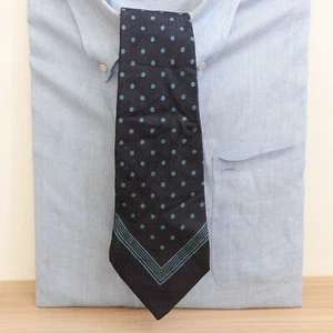DUNHILL Neck Tie Mens Blue Navy Polka Dot Silk Wide Suit Designer Luxury FRANCE - Picture 1 of 14