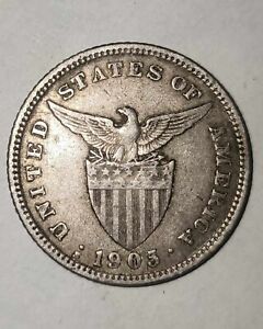 1905-S US-Philippines twenty centavos silver coin(first portrait) scarce date