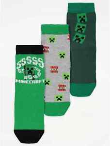Minecraft Green Grey Ankle Socks 3 Pack.