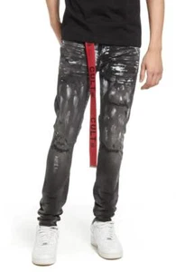 $249 - CULT OF INDIVIDUALITY Punk Belted Distressed Painter Skinny Jean Size 40 - Picture 1 of 6