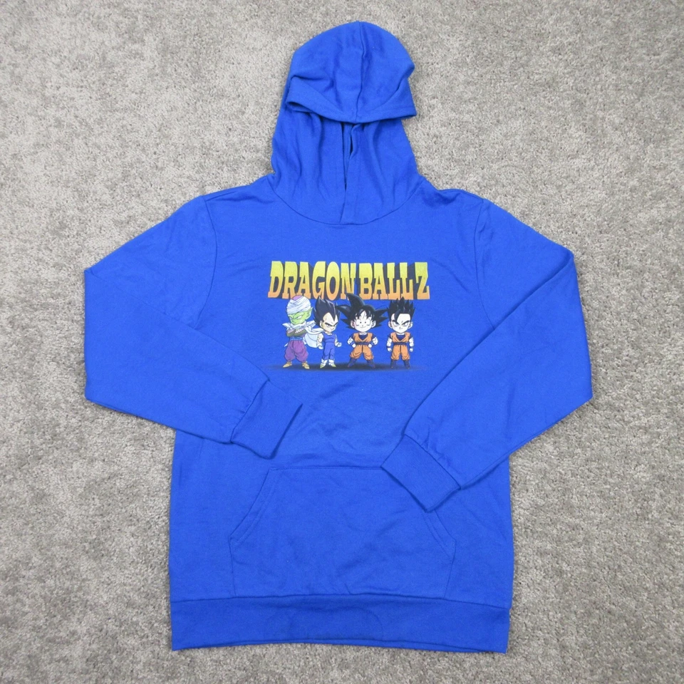 Dragon Ball Z 毛衣男孩大号蓝色纯色动漫图形 Goku 连帽衫运动衫 — 第 1/4 张图片