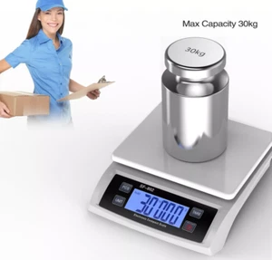 Electronic Digital Scale Balance 30kg x 1g Weighing Counting Stainless Steel Pan - Picture 1 of 8