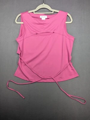 Spiegel Top Women's Large Pink Blouse Keyhole Tie Vintage  - Image 1 of 4