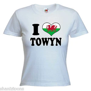 I Love Heart Towyn Wales Ladies Womens Lady Fit T Shirt - Picture 1 of 11