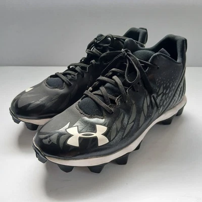 Under Armour Youth Size 8 Cleats Athletic Football Soccer Baseball Shoes Black - Image 1 of 4