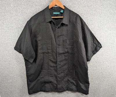 CUBAVERA Men's Black Cuban Guayabera Tropical Casual Ramie Button Shirt 2XL Tall - Image 1 of 4