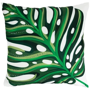 Northlight Palm Leaf with Rhinestones Throw Pillow - 17" - Green and White - Picture 1 of 6